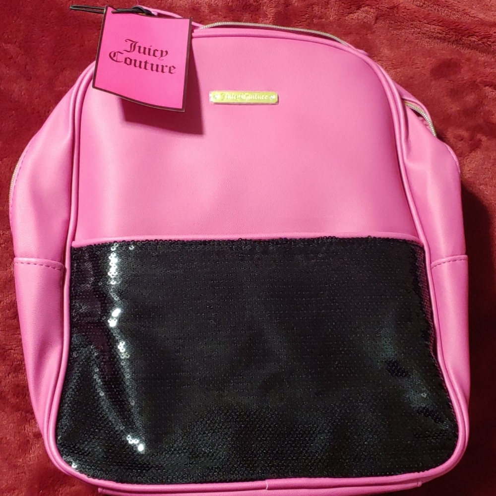 Juicy Couture Pink & Black Sequin Fashion Backpack